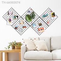 ┇ 30x30cm Ins Style Metal Grid Wall Photos Grids Postcards Mesh Frame Home Bedroom DIY Decoration Iron square decorative shelf 1PC