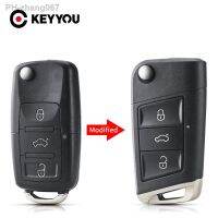 KEYYOU Modified 3 buttons Remote Key Shell Flip Folding Car Key Case for VW Golf 4 5 Passat b5 b6 polo Touran Jetta Seat Skoda