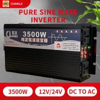 Changji อินเวอร์เตอร์เพียวซายเวฟ 3500W รุ่น12v/24v จอแสดงผลดิจิตอลคู่ ซ็อกเก็ตคู่ พัดลมคู่ พร้อมสายไฟ อัตราการแปลงสูง ปกป้องเครื่องใช้ไฟฟ้า อินวอเตอร์ วัตต์อินเวอร์เตอร์ไฟฟ้า หม้อแปลงไฟ ตัวแปลงไฟรถ เครื่องแปลงไฟ อินเวอร์เตอร์เพียวซายเวฟ 3500W รุ่น12v/24