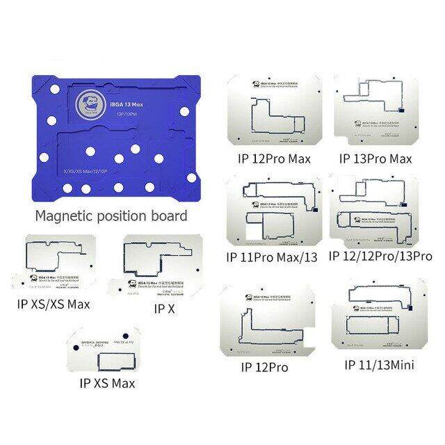 ช่าง-ibga-13-max-14-in-1-bga-แพลตฟอร์มแบบ-reballing-ลายฉลุสำหรับ-iphone-x-14-pro-max-เมนบอร์ด-max-เทมเพลตกลางทำตาข่ายดีบุกขึ้นมาใหม่