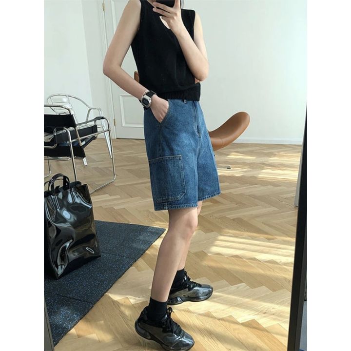 hot-denim-shorts-streetwear-waist-wide-leg-jeans-korean-all-match-straight-short-pants