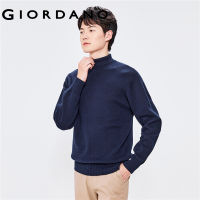 Giordanoผู้ชาย เสื้อสเวตเตอร์คอเต่าผ้าฝ้ายผสมสีทึบ Free Shipping 01052706