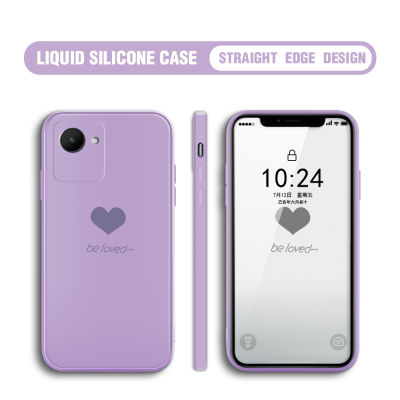 เคส GGK สำหรับคนรัก Realme C30S เรียบง่ายเคสโทรศัพท์รูปหัวใจปลอกซิลิโคนของเหลวทรงสี่เหลี่ยมดั้งเดิมคลุมทั้งหมดเคสป้องกันทนแรงกระแทกกล้อง