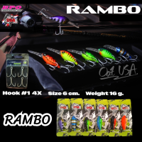 ใหม่! RAMBO เหยื่อปลั๊ก น้าโอ๊ต USA ขนาด 6 cm. หนัก 16 g. เหยื่อปลั๊กน้าโอ๊ต