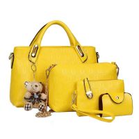 FN946N Pcs WomenCasual Bag Set, Handbag Shoulder Bag Cluthes Wallets Composite Bag Sets, Elegant Ladies Bear Pendant Bag