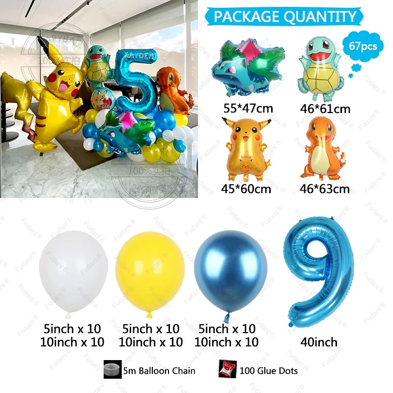 Pokemon Kit x 5 globos
