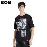 BoB-DAVIE JONES เสื้อยืดโอเวอร์ไซส์ พิมพ์ลาย สีดำ Graphic Print Oversized T-Shirt in black WA0073BKSMLXL-3XL unisex #polo