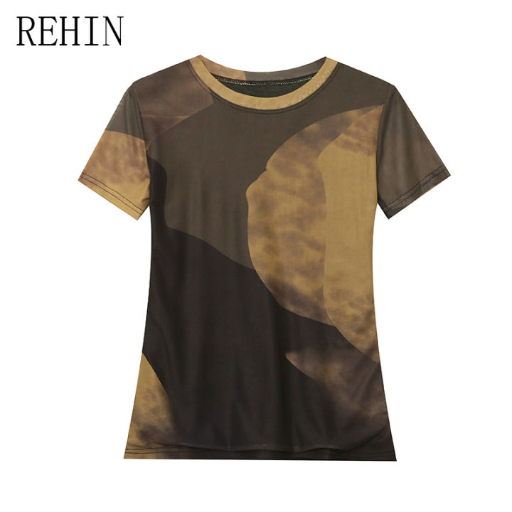 rehin-เสื้อผู้หญิงผ้าตาข่ายแขนสั้น-ฤดูร้อนแฟชั่นใหม่เสื้อยืดคอกลมเข้ารูปพอดีบาง-s-3xl-หรูหราเสื้อตามเทรนด์