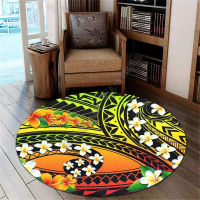 Hawaii Plumeria Polynesian Round Car 3D printed Rug Non-slip Mat Dining Living Room Soft Bedroom Car