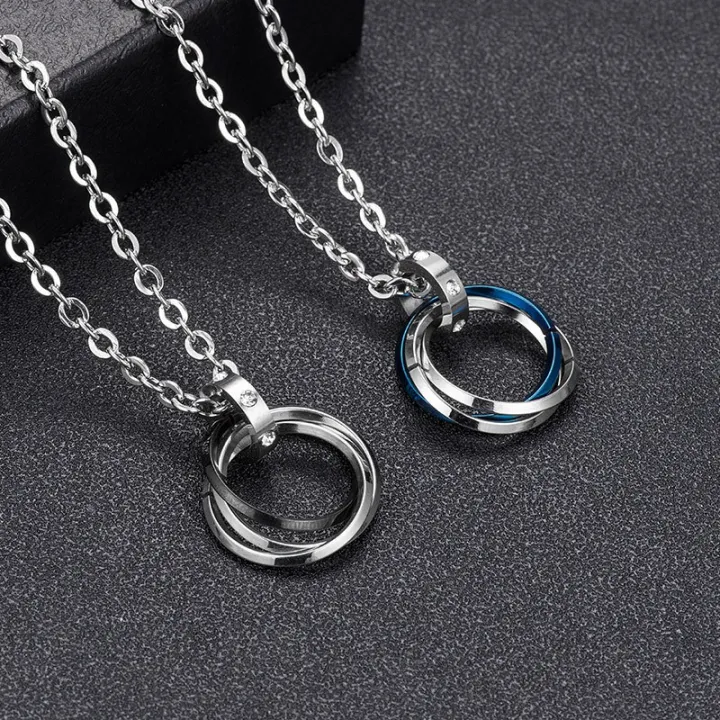 Three Ring Ring Necklace Factory Stock Titanium Steel Necklace Multi Ring Necklace O Ring Chain Shaped Necklace Hypoallergenic 316l Metal Necklace Male Necklace Long Necklace On Full Lazada