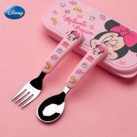 Disney Mickey Minnie Mouse Fork Spoon Cutlery Tableware Set Frozen Elsa 3D Cartoon Kids Spoon Fork Set Travel Cutlery Set Metal Flatware Sets