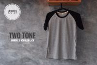 Double U T-Shirt เสื้อยืดสีพื้นTWOTONE (สีเทาแขนดำ)