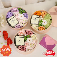 MM (รอของ20วัน) ของขวัญวันพิเศษ Aromatherapy + Soap Flower (กล่องของขวัญทรงกลม) พร้อมการ์ดอวยพรและเทียนหอม Valentines gift เซ็ตของขวัญวาเลนไทน์ ส่งฟรี