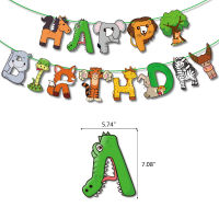 Jungle Safari Cupcake Topper Happy Birthday Banner Animal Cake Flags For Birthday Party Decorations Kids Boy Favors Supplies