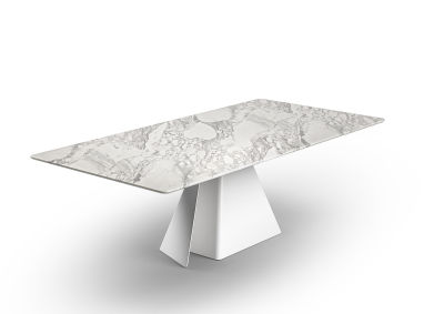 MODERNFORM โต๊ะทานอาหารหินอ่อน รุ่น Papier ท็อปทรงสี่เหลี่ยมผืนผ้า สีขาว (จัดส่งพร้อมติดตั้ง)