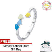 BAMOER 925เงินสเตอร์ลิงรักรูปหัวใจฟรีไซส์แหวนปรับได้สำหรับของขวัญเครื่องประดับแฟชั่นสำหรับผู้หญิง SCR770