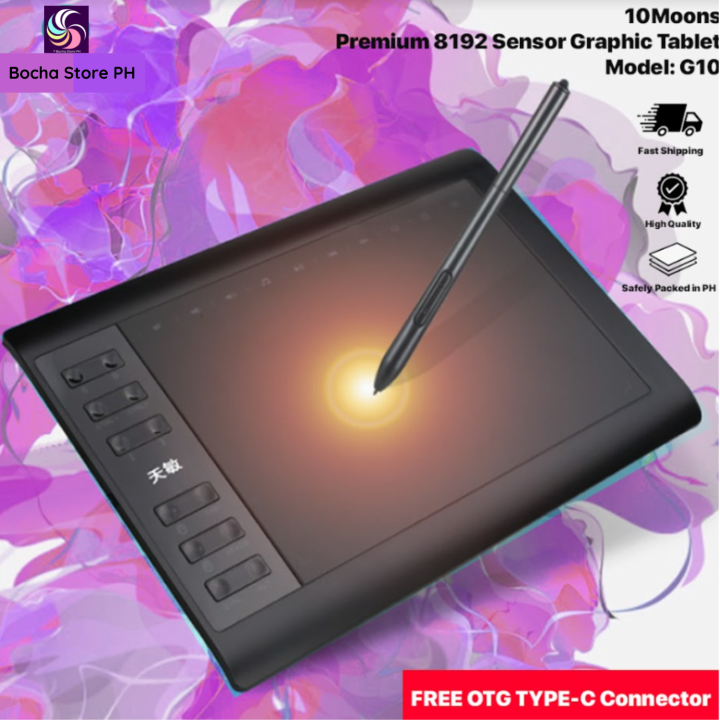 Drawing Tablet Digital 10moons Graphic Tablet Free OGT Type C Connector