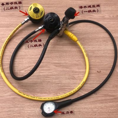 [COD] A full set of scuba equipment pressure relief valve primary and secondary respirator spare head gauge combination
