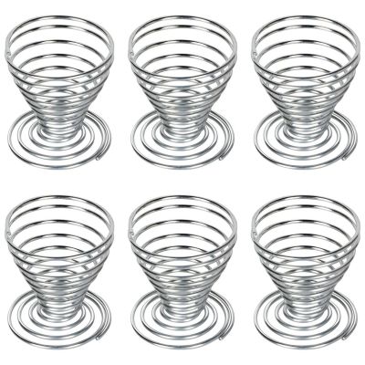 6 x Egg Cups Made of Stainless Steel Wire Spiral Spring Egg Holder Makeup Sponge Clothes Rack Egg Tray Egg Container