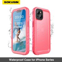 SOKUSIN For iPhone 15 14 13 12 11 Pro XS Max Waterproof Case 7 8 Plus SE2022 Underwater Screen Camera Protective Full Body Cover