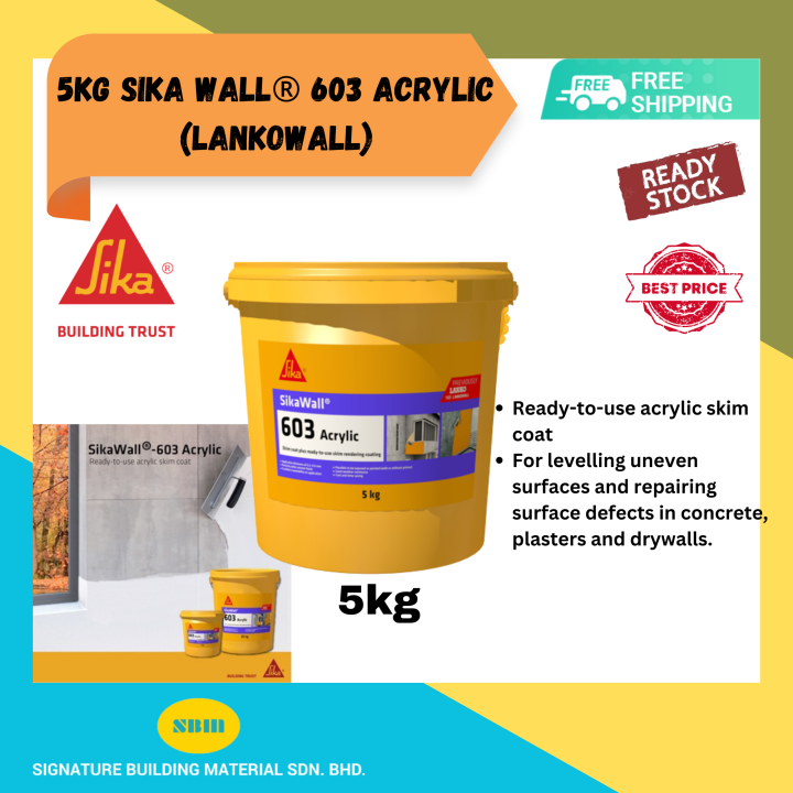 5KG SIKA SikaWall ® - 603 Acrylic (white) Ready-to-use Acrylic Skim ...