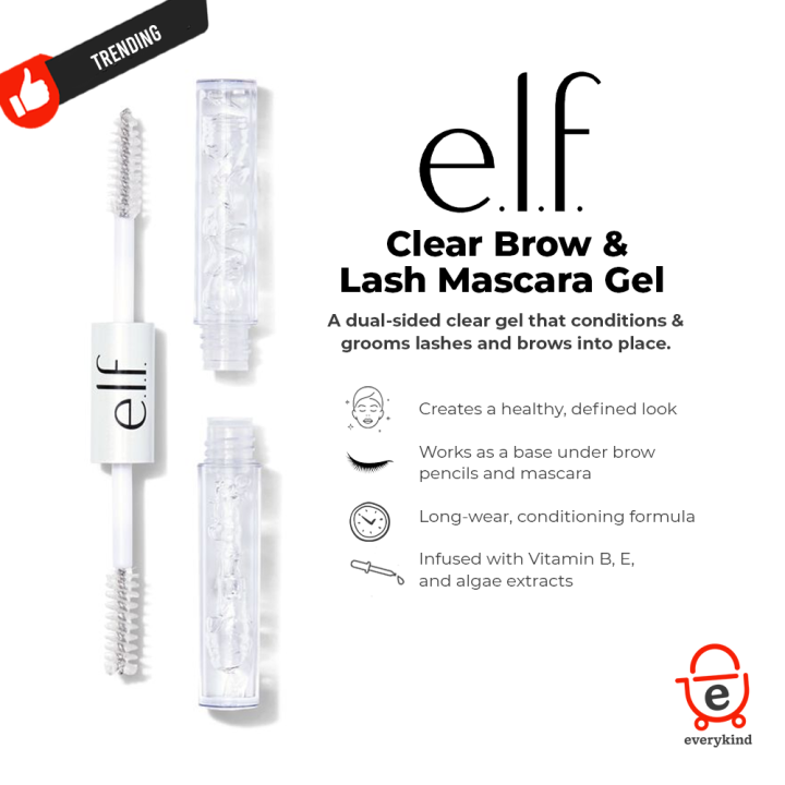 Elf Clear Brow and Lash Mascara - Dual-Sided Clear Brow Gel & Mascara ...