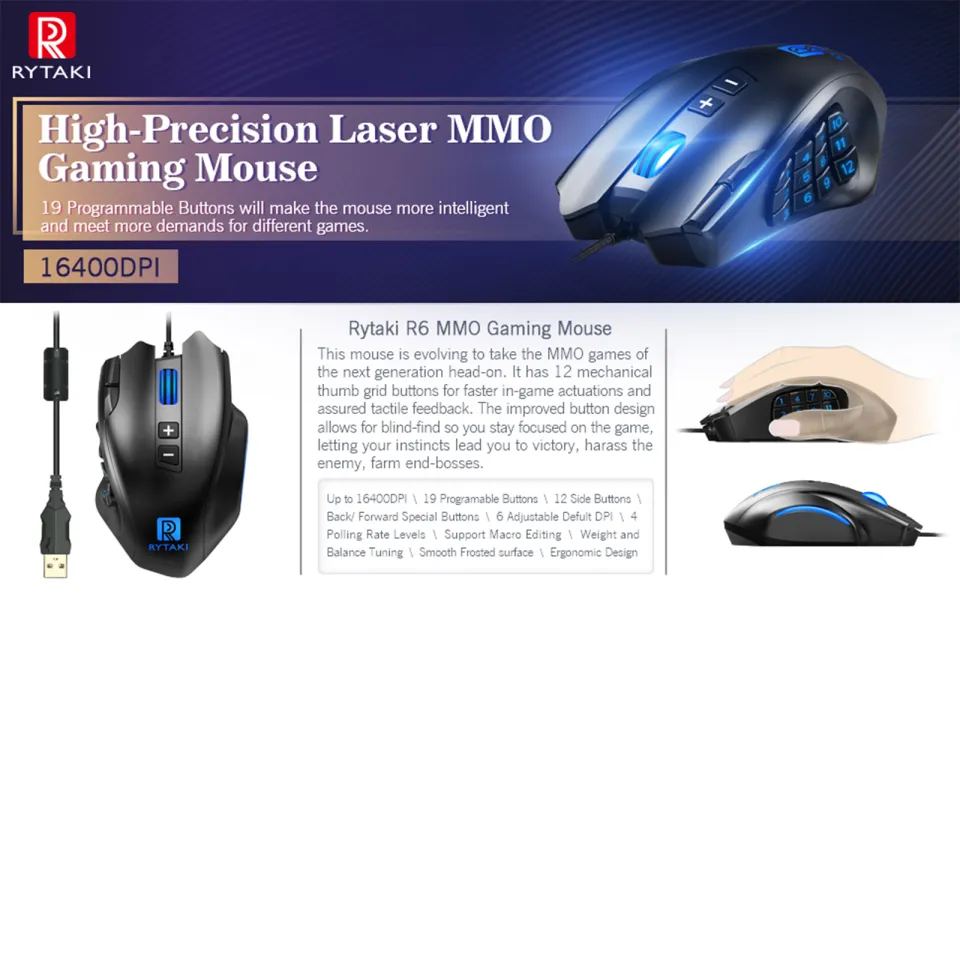 Rytaki Laser Precision MMO Gaming Mouse R6 Review