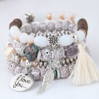 Bohemian Charm Beads Wrap Bracelets &amp; Bangles for Women Boho Flower Leaf Tassel Bracelet Multilayer Bracelet Femme 2020 New Wireless Earbuds Accessori