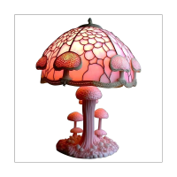 Creative Stained Glass Mushroom Table Lamp Vintage Animal Plant Series Shaped Resin Bedroom Decora Household