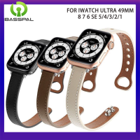 สายนาฬิกาข้อมือหนังสำหรับ Apple 38 40 41 42มม. 44มม. 45มม. สำหรับ I Watch 8 7 6 SE2 3 4 5อัลตร้า49มม. สายชายหญิงเล็บคู่