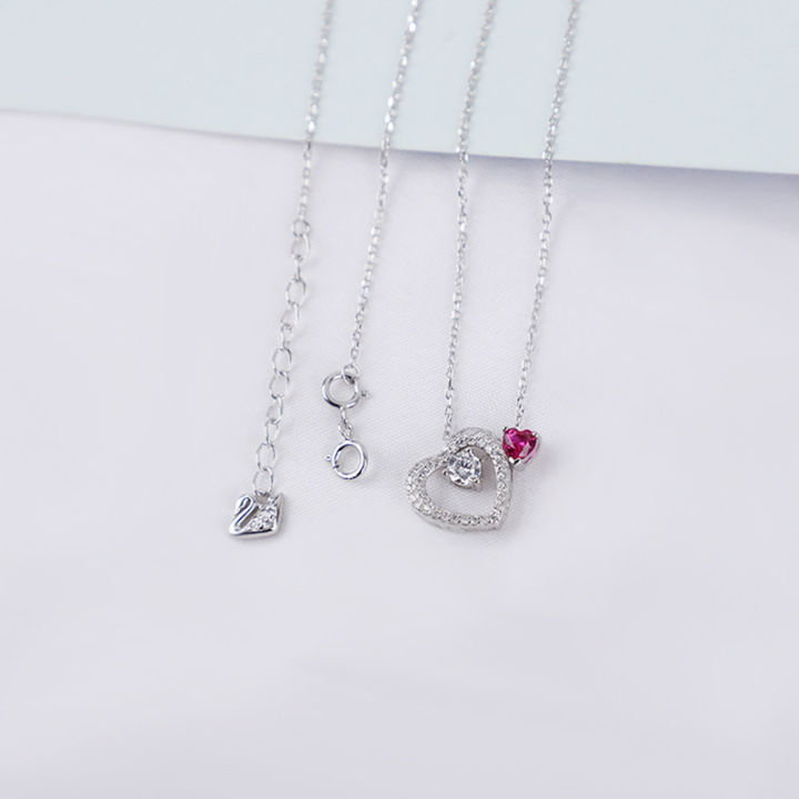 swan-jewelry-love-สร้อยคอหัวใจรัก-สร้อยคอแฟชั่นคู่-จี้หัวใจโซ่ไหปลาร้า-ถอดออกได้หลายวิธีในการสวมใส่-สร้อยคอผู้หญิง-ของขวัญวันเกิด