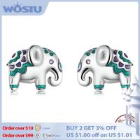 WOSTU 925 Sterling Silver Delicate Mini Cute Animal Elephant Stud Earrings For Women Fashion Party Jewelry Gift CTE585