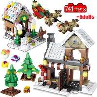 【ร้อน】741PcsStreet ViewCabinBlocks Santa ClausFriends อิฐสถาปัตยกรรม DIYForGifts