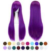 Soowee 30 Colors 32inch Long Straight Cosplay Wigs Purple Black Party Hair Accessories Synthetic Hair Wig for Women