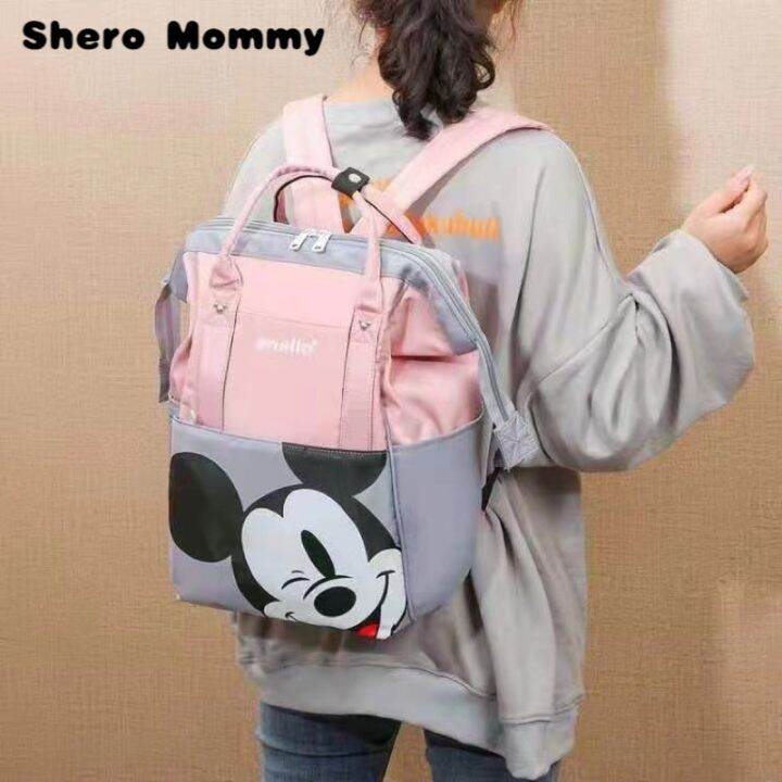 top-shero-mommy-2023-พร้อมส่ง-กระเป๋าเป้สะพายหลัง-ใส่ผ้าอ้อม-ลายมิกกี้เมาส์-สําหรับเดินทาง