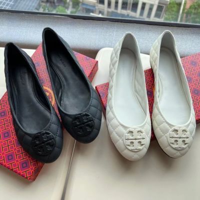 2023 new Tory Burch Claire Series Two Colors Classic Double T Logo Ballet Flats