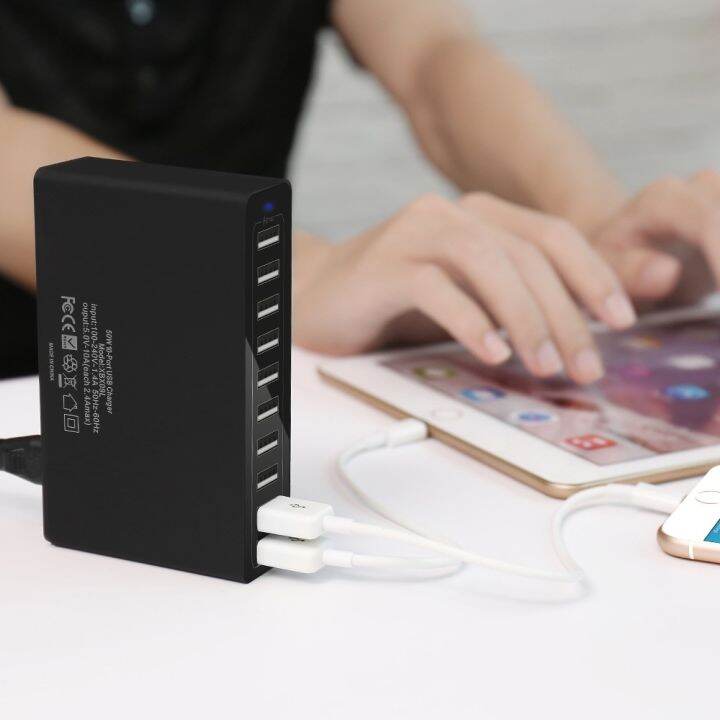 พอร์ตชาร์จเร็ว10พอร์ต-usb-แท่นชาร์จสถานีพร้อมสาย50w-us-au-eu-uk-kr-ปลั๊กสำหรับ-iphone-ipad-pc-kr-ที่ชาร์จ-usb-แบบหลายช่องชาร์จ-usb-yuebian