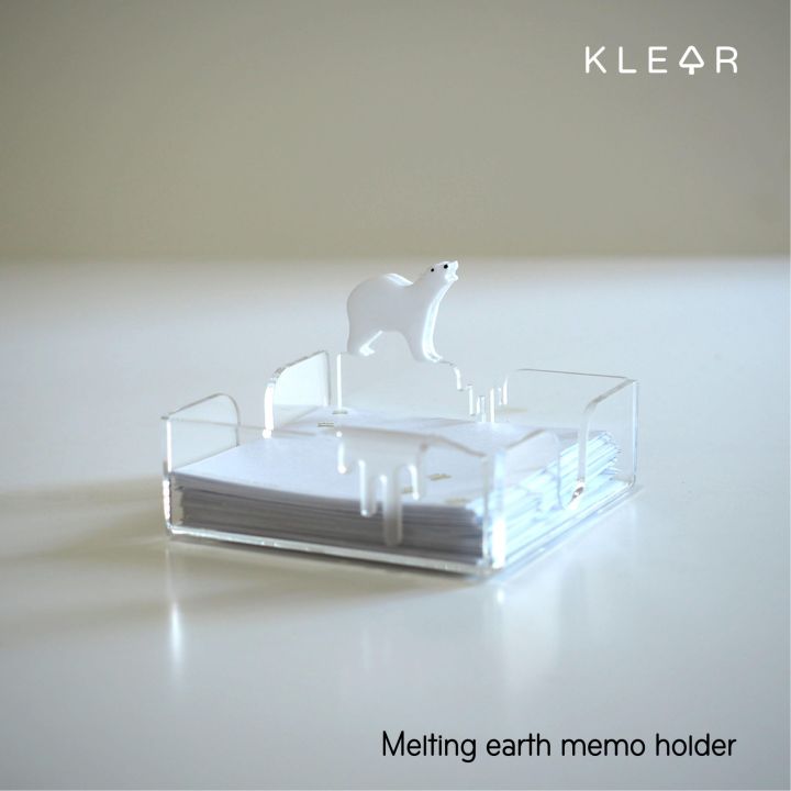 klearobject-melting-earth-memo-holder-กล่องใส่กระดาษโน๊ต-กระดาษจดบันทึก-ใส่นามบัตร-ของใช้บนโต๊ะทำงาน-กล่องอะคริลิคใส-กล่องนามบัตร