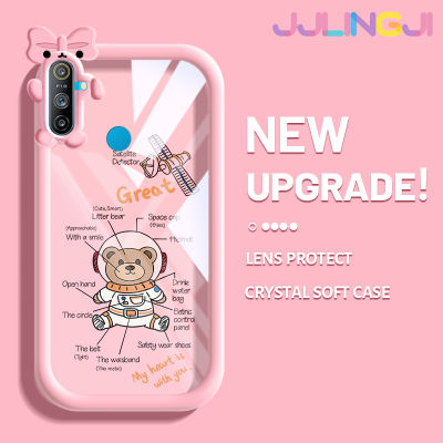 Jjlingji เคส C3 Realme ลายการ์ตูนน่ารักนาซ่านักบินอวกาศหมีเคสกันกระแทกเคสนิ่มซิลิโคนหนาทนทานต่อการตกหล่นและเคสโทรศัพท์แบบใสทนต่อการสึกหรอ