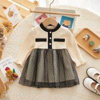 【 Ladies shop 】2780B สาว39; S2022NewandChildrenDress แขนยาว DotPatchworkGirl ชุด