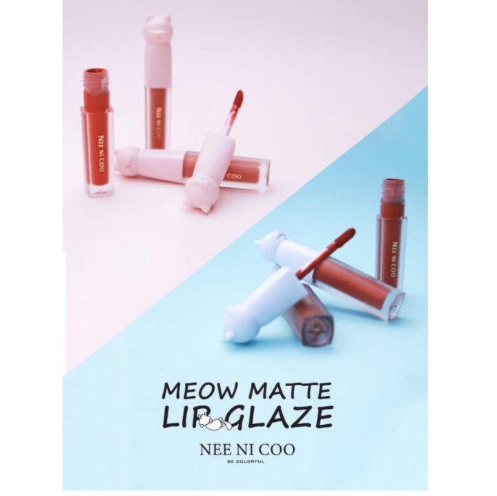 set-lip-nee-ni-coo-meow-matte-lip-glaze-ลิปเนื้อเวลเวท-ออกโทนแดง-ส้มอิฐ-ของแท้-พร้อมส่ง