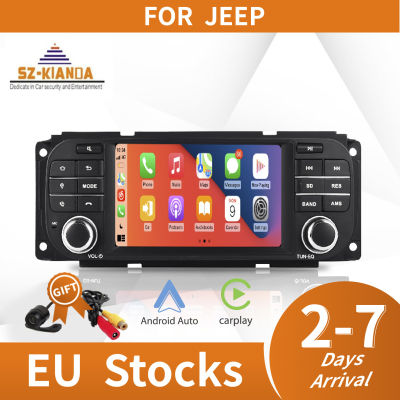 เครื่องเล่น DVD ติดรถยนต์ระบบแอนดรอยด์12ไร้สายอะไหล่รถยนต์สำหรับ JEEP Grand Cherokee Liberty Wrangler Chrysler Dodge วิทยุสเตอริโอจีพีเอส NO DVD Wifi 87Tixgportz