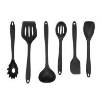 6Pcs Black Silicone Cooking Utensils Set Heat Resistant Kitchen Utensils Set Kitchen Nonstick Tools Spatula Ladle Spoon