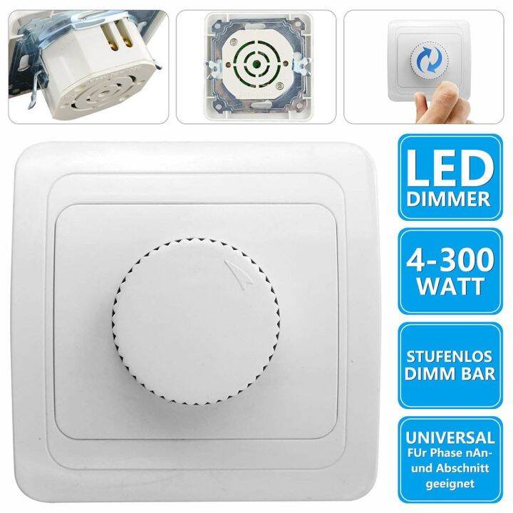 Toolstar LED Dimmer Drehdimmer Schalter 230V 4 Bis 300W For Flush