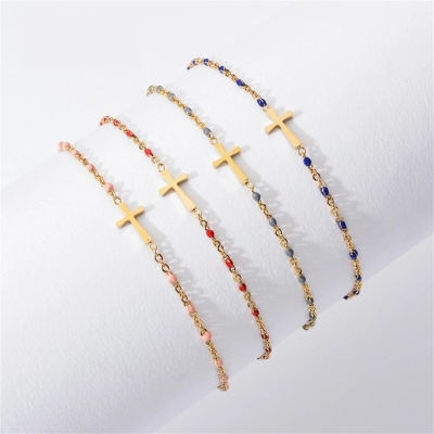 18Cm Length Gift New Women Jewelry Gold Layer Cross Bracelet Chain