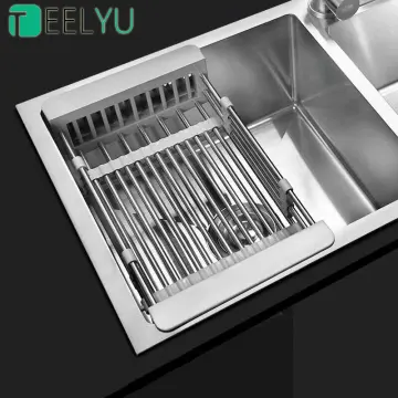 Multifunctional Kitchen Sink Drain Rack Retractable Stainless