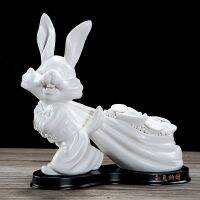 Zodiac Rabbit Hiasan Pengambilan Haiwan Jade Jade Rabbit Ruang Tamu ทีวี Kabinet Porselin Keraจี่หนาน