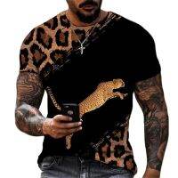 2023Animal World Leopard 3D Printed Men T-shirts Summer Street Trendy O-Neck Short-sleeved Oversized Breathable Clothing Tops Tee