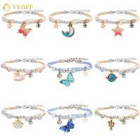 COD SDGREYRTYT Fashion Butterfly Pendant Bracelet Korean Ceramic Beads Rope Bracelets Women Jewelry Accessories