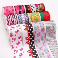 Beautiful Flowers Ribbons Cartoon Grosgrain/Satin Ribbon Printed Ribbon For Crafts Decoration Bow 10Yards 76280 Gift Wrapping  Bags